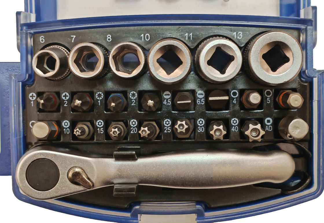 スクリュードライバーとソケット &amp; ビットセット 1/4 &quot;ドライブ 25 pcs S2/CR-V 鉄鋼 ターニングベルトクリップ ミニラチェットスナップ